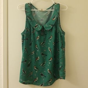Green Peter Pan Collared Top